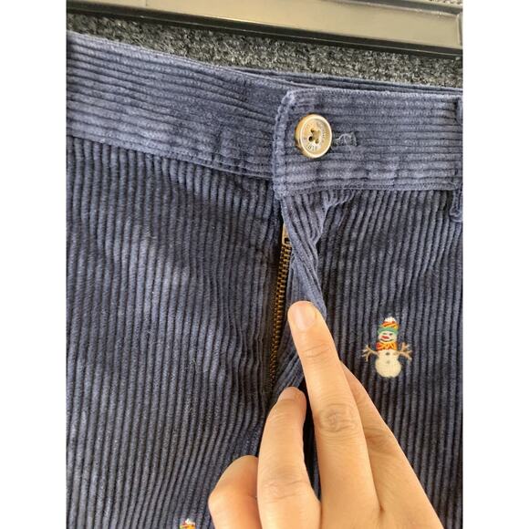 Brooks Brothers Boys Pants Corduroy Embroidered Snowmen Blue Sz 10 - Picture 8 of 16